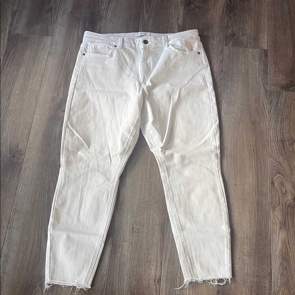 Pistola White Cropped Distressed Jeans
